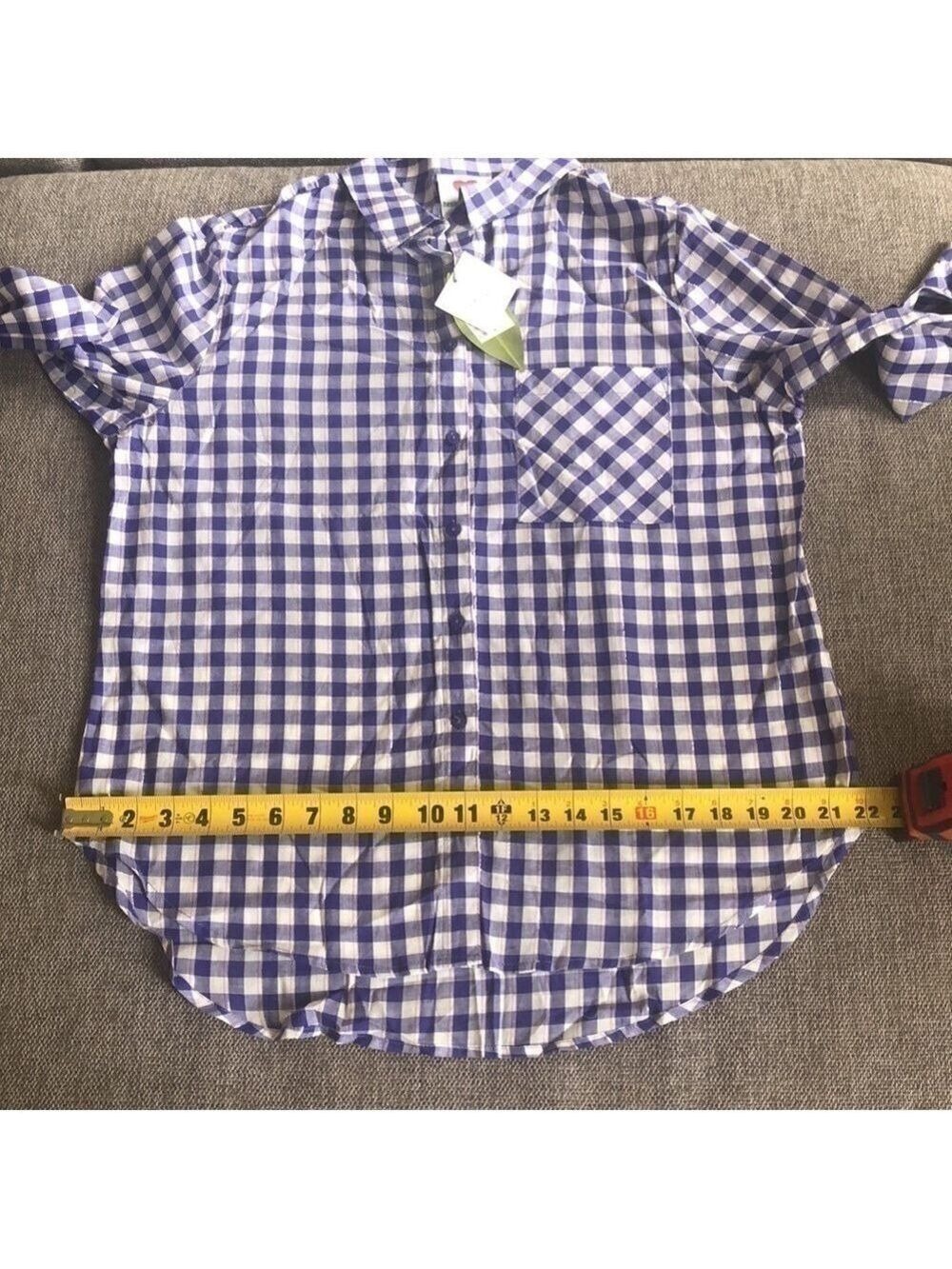 Hester And Orchard Gingham Checkered Button Down Shirt Blue White M - Picture 16 of 16